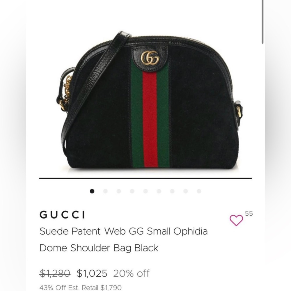 Gucci Suede Patent Web GG Small Ophidia Dome Shoulder Bag in Black